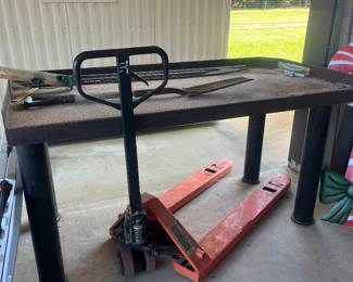 Pallet jack, work table