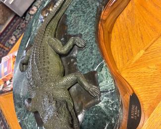 “Waiting” bronze alligator