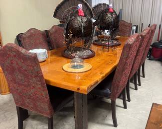 Custom made pine, steel table