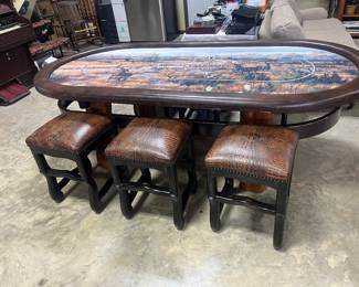 S/6 stools, poker table