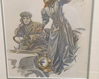 The First Automobile Ride Print by Harrison Fisher