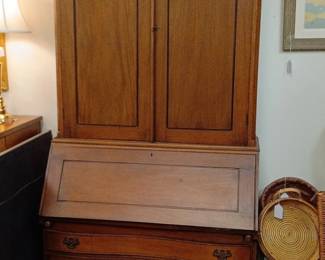 Eldred Wheeler Tiger Maple Bonnet Top Secretary Desk