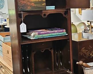 Vintage HandPainted Chinoiserie Secretary Desk Cabinet