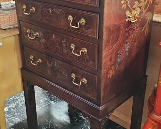Henredon Chinoiserie Decorated Silver Chest on Stand