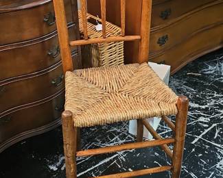 Antique Shaker Style Ladder Back Rush Seat Chair