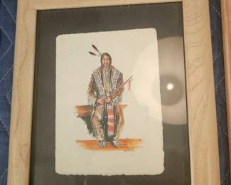 Native American Man Portrait Print by W. Morris