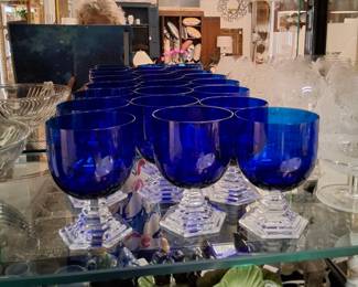 Baccarat Orsay Cobalt Blue Crystal Stemware Set