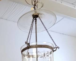 Crystal and Brass Etched Chandelier