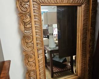 Large Ornate Carved Wood Mirror