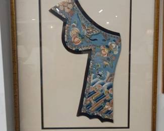 Antique Chinese Embroidered Silk Cloud Collar Fragment