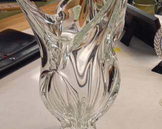 MidCentury French Art Crystal Vase by Art Vannes