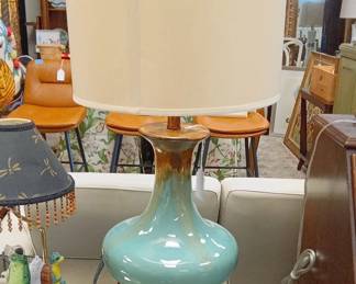 MidCentury Modern Ceramic Gourd Table Lamp