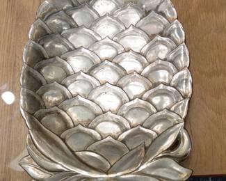 Vintage SilverPlated Pineapple Serving Tray by Delli