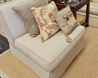 Linen Armless Slipper Chair