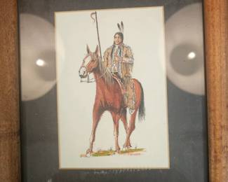 J. Worse Native American on Horseback Illustration
