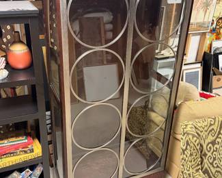 Metal glass wood curio cabinet