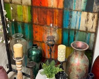 Large floor vases, accent tables candlesticks