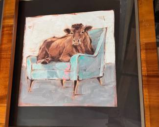 Cow in a chair wall art