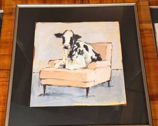 Cow in a chair wall art