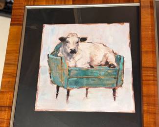 Cow in a chair wall art