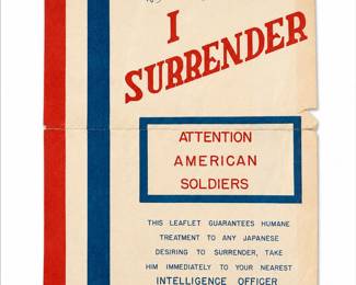 WWII PROPAGANDA DROPPED ON TO JAPANESE FOR PEACEFUL SURRENDER