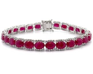 24.16 Carat GIA Certified Burmese Ruby & 3.05 Carat Diamond Bracelet by Oscar Friedman