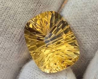 15.30 Carat Natural Citrine with Exceptional Starburst & Honeycomb Cut