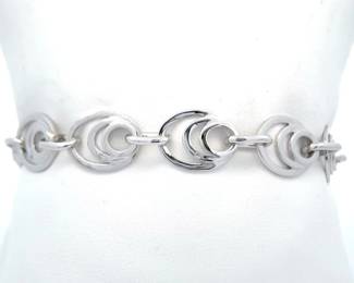 Natural Diamond Accent Concentric Halo Modern Link Bracelet