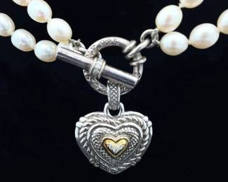 Judith Ripka Pearl Heart Pendant Necklace