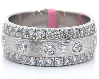 1.03 Carat Diamond Flush Set Pavé Brushed & Bright Shine Ring