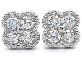 0.50 Carat Diamond Four-Petal Cluster Earrings