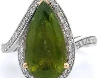 Oscar Friedman GIA Certified 4.68 Carat Paraiba Tourmaline & Natural Diamond Ring in Platinum & 18K Gold