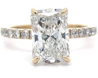 NEW! 3.50 Carat Diamond Radiant Cut Hidden Halo Ring in 14k Yellow Gold w/ IGI Report