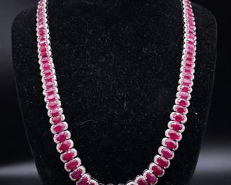60.69 Carat GIA Certified Burmese Ruby (GIA Report) & 6.03 Carat Diamond Necklace by Oscar Friedman