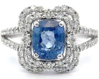 Oscar Friedman GIA Certified 2.09 Carat Natural Unheated Blue Sapphire & Diamond Ring in Platinum