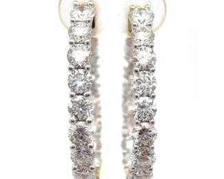 5 Carat Diamond Inside-Out Oblong Hoop Earrings