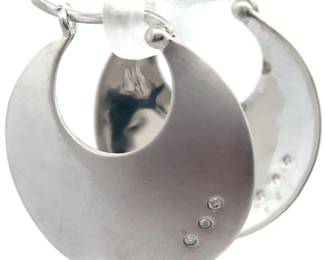 Natural Diamond Crescent Hoop Click-Top Earrings