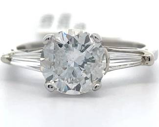 2.38 Carat Natural Diamond Three-Stone Ring in Platinum