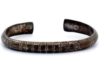Deep Rustic Finish Open Cuff Bangle Bracelet