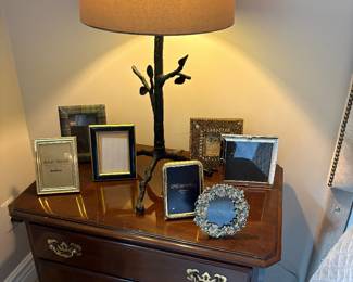 Mahogany nightstand - matched set of 2 available and shown with picture frames