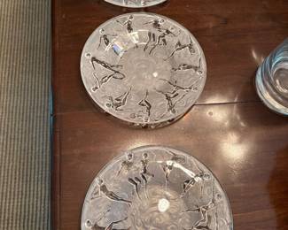Art Deco plates - circa 1920's by Consolidated Lamp and Glass Company glass plates - set of 3 - "Dancing Nymphs"