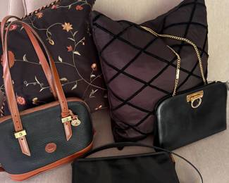 Ferragamo, Cole Hann, and Dooney & Bourke purses
