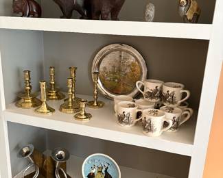 Baldwin brass and figurines in wood and stone