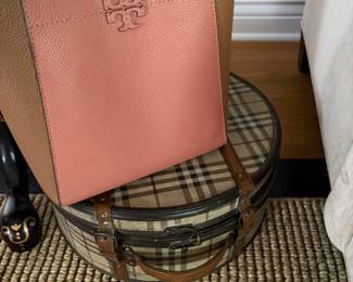 Tory Burch purse and vintage hat box