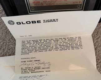Rock N Roll Woodstock Ticket with Letter of Authenticity