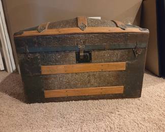 Victorian-era domed top steamer trunk from the late 19th century.