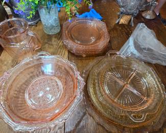 Pink depression glass