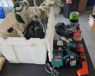 Garage tools and extension cords 