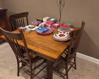 Antique table with chairs