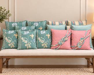 Pillows on bench
